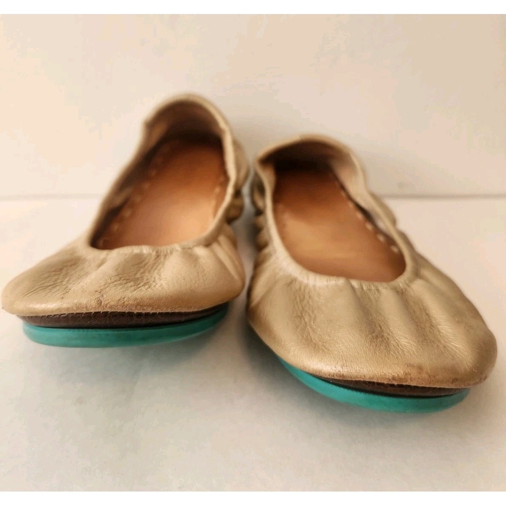 Gold Leather Tieks by Gavrieli Women Ballet Shoes Foldable Flats Champagne 8 - Picture 5 of 9